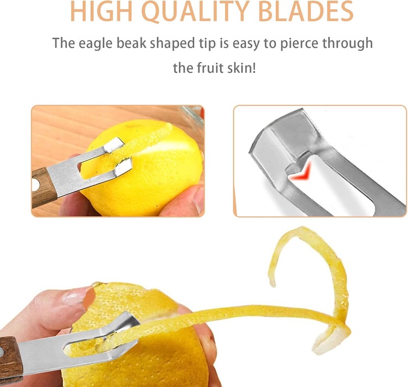 Rummo Channel Knife with Wooden Handle for Fruit and Vegetable, Tool for Decorating Cocktails, Desserts, and Salads - Image 3